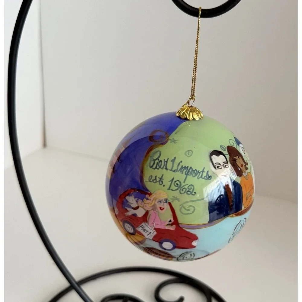 Pier 1 Imports 50 Years Christmas Glass Ornament 2012 Li Bien Hand Painted
